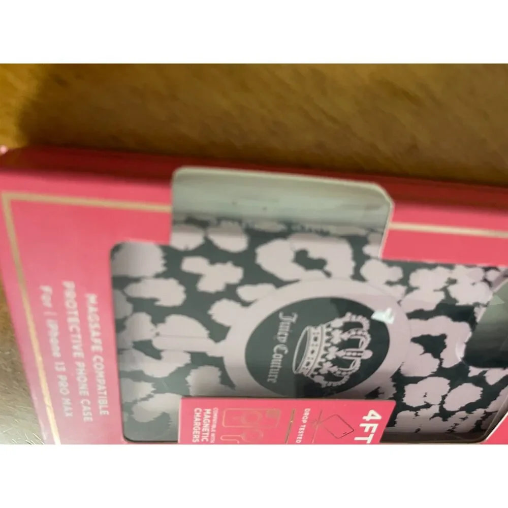 New JUICY COUTURE iPhone CASE 13 PRO MAX PINK & Black MagSafe Compatible NIB
